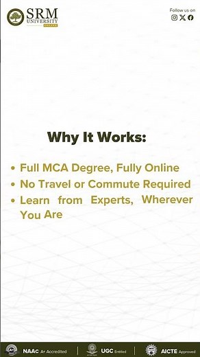 No Campus? No Problem. Learn with SRM Online MCA | SRM University Online