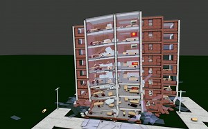 【建筑灾害模拟】地震摧毁8层公寓 （作者：EarthquakeSim）
