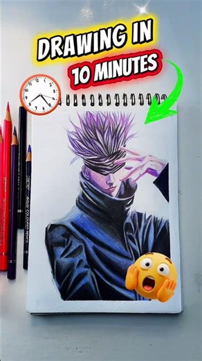 Gojo Drawing in 10 minutes😱 #shorts #youtubeshorts #drawingforbeginners #animeeart #gojodrawing