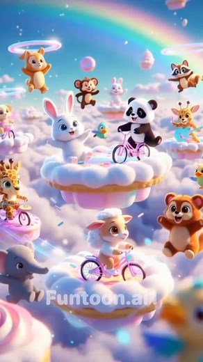 A Ram Sam Sam kids Song | Cute Animals having fun and playing in Candy Bakery Cloud Bounce Kingdom with their friends including bunny, panda, fox, dog, elephant, bear, giraffe, monkey, raccoon, and other animals enjoying on nursery rhymes | Part 134 #kids #kidsfun #kidssong #kidscartoon #cartoonvideo