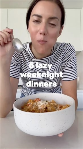 Nicole Maguire on Instagram: "Some nights, the goal is survival… but that doesn’t mean you don’t deserve something you actually want to eat! These 5 lazy weeknight dinners are quick, minimal-prep, and made with everyday ingredients – but they taste like you’ve spent hours in the kitchen! Crispy Chicken Caesar Sandwich Creamy Sausage Pasta Loaded Potato Taco Bowl Deconstructed Wonton Soup Marry Me Chicken Risoni (Orzo) Proof that lazy doesn’t have to mean boring! Find the recipes on my website (l