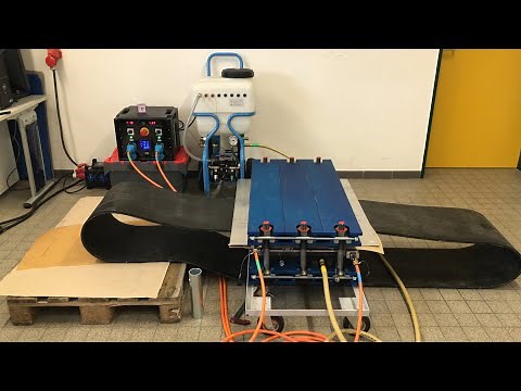 Hot Splicing of conveyor belt with Multiface 5 and a Waterbag Vulcanizing Press PWG-800-525-70A