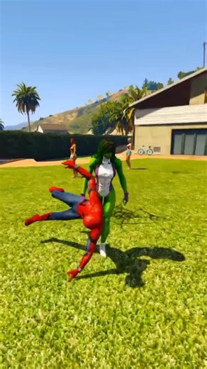 GTA 5 : Spiderman VS She-Hulk Epic battle 😎 #shorts #shortfeed #ytshorts #spideman #shehulk #fight