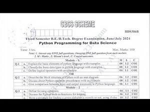 Previous year QPs: BDS306B Python Programming for Data Science