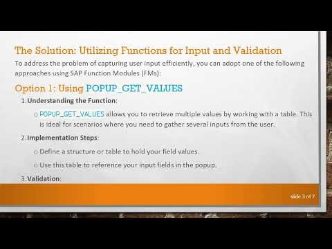 How to Handle User Input from Popup with Validation in SAP ERP?