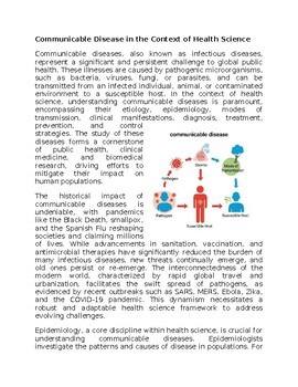 Communicable Diseases Health Worksheet for Sub-Plan or Classwork & Homework