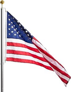 Ezpole Defender Inground Flag Pole Kit For Outdoors Heavy Duty-Winds To 130 Mph. Dual Flag Pole Holder For Outside House-Made In USA-Home Camper-Includes Pole Flag Ground Sleeve Hardware (17 Ft.)