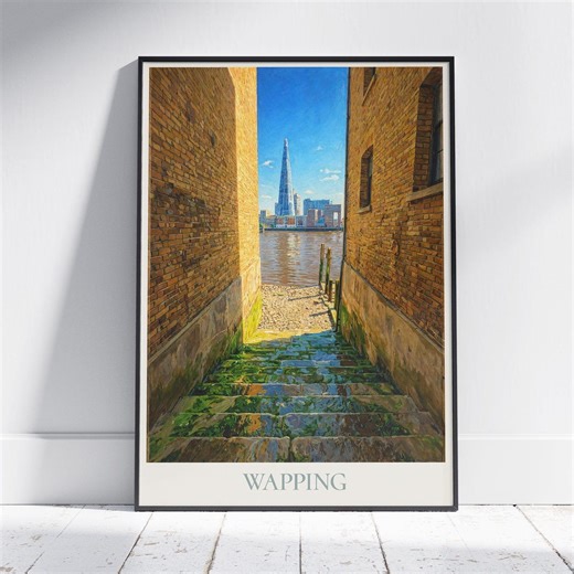 Wapping London UK Travel Poster: the Shard View From Riverside Stairs - Etsy