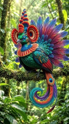 Is This Rainbow Spiral-Tail Bird Real Or AI? 😱🎨 #Shorts #ExoticBirds