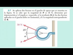 Se aplican dos fuerzas en el gancho de apoyo que se muestra en la figura [SOLUCIONADO].