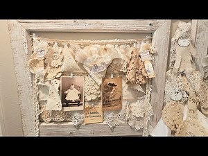 DIY Memory Frame Vintage Doilies, Pearl Garland, Timepieces, Vintage Jewelry, Treasured Photos