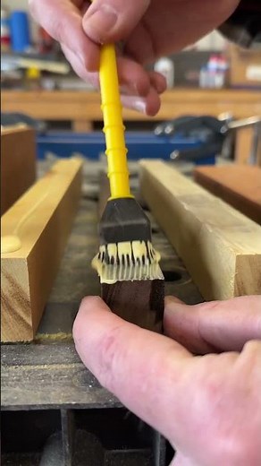 Using @Titebond glue to glue up our cutting board.