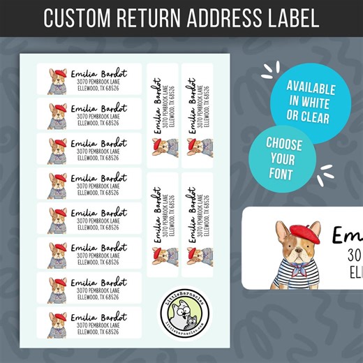 Custom Frenchie Address Labels • Parisian French Bulldog Return Address Stickers • Personalized Mailing Labels • Dog Lover Gift - Etsy