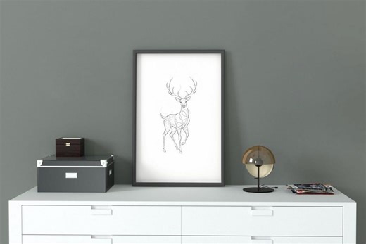 Deer Wall Art, Deer Line Art, Minimalist Wall Art, Printable Wall Art, Wildlife Decor, Nature Art, Scandinavian Art, Digital Download - Etsy