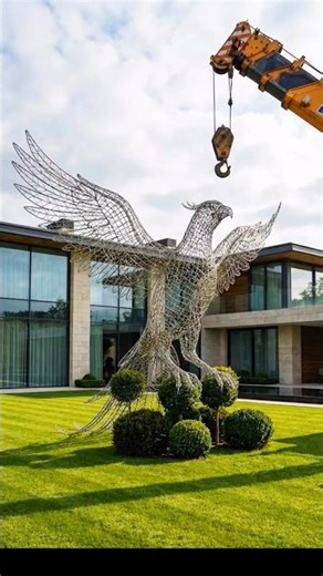 Giant Eagle Sculpture Installation 🦅😱 | Unreal Wire Art Transformation