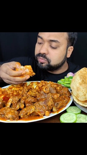Spicy Mutton Nalli Curry with Poori #mukbang #asmr #eating #shorts #viral #foodie #food #eatingshow