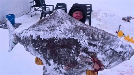 Quebec fisherman reels in 244-pound, record-breaking Atlantic halibut — for science - The Weather Network
