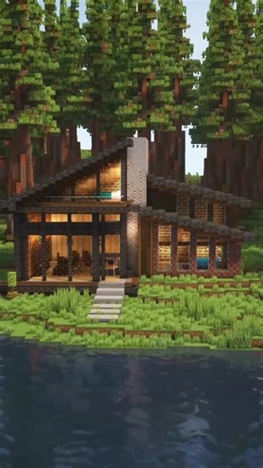 Modern Lake House Build Idea in Minecraft