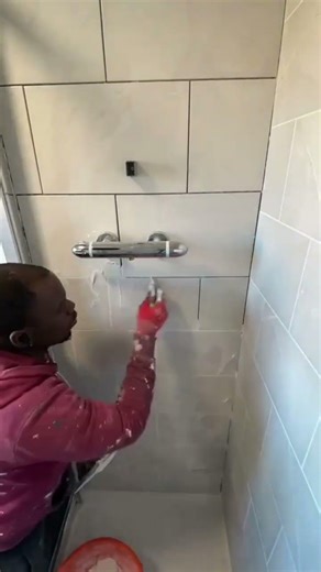 Flawless Finish: Grouting a Freshly Tiled Shower! ✨