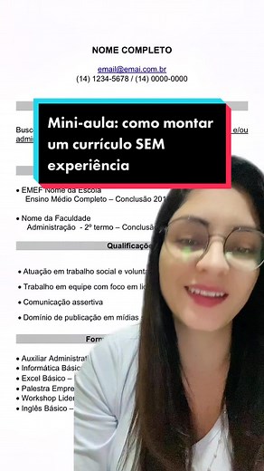 Dicas para montar um currículo sem experiência - Mini-aula