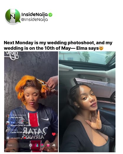 Next Monday is my wedding photoshoot, and my wedding is on the 10th of May — Elma says🤯. #insidenaija #insidenaijabackup #carterefe #elma @Elma🇳🇬 @MACHALA