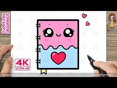 How to Draw a Cute Kawaii Notebook | Easy Step by Step Drawing for Kids And Toddlers