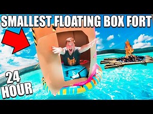 WORLDS SMALLEST BOX FORT BOAT 24 HOUR CHALLENGE ??Camping, Toys, Pool & More!