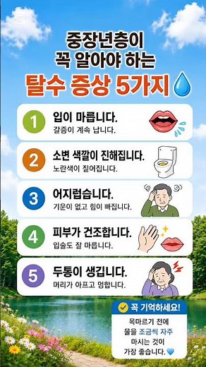 중장년층이 꼭 알아야 하는 탈수 증상 5가지💧
