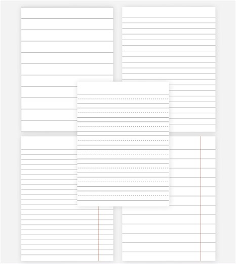 Printable Lined Paper, Printable Grid Paper, Dotted Paper, Wide Rule College Rule Notes, Notebook Lined Paper PDF Instant Download - Etsy
