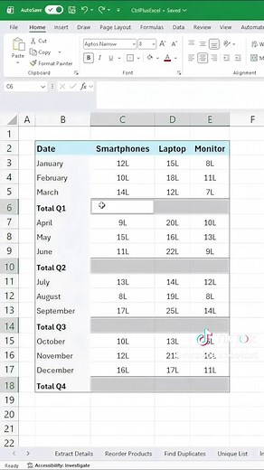 Quarterly Summation in Excel: Quick Data Summary