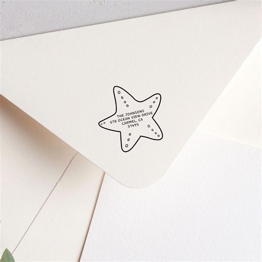 Starfish Return Address Stamp Beach Destination Wedding Envelope Coastal Bridal Shower Stationery Gift Hand Drawn Cute Beach Wedding Invite - Etsy