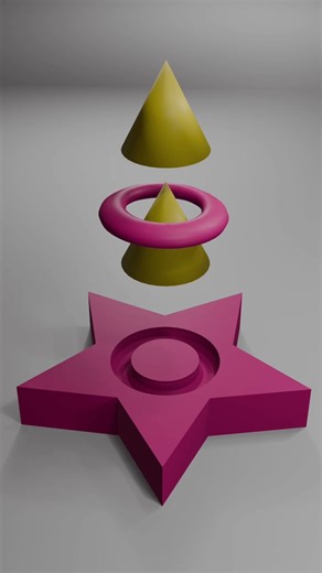 Blender Physics Changing Star-Torus Animation #blender simulation #cgiart #3dart #relaxing #shorts