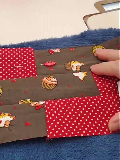 Patchwork rug in a brick style