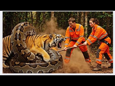 Heart-Stopping Rescue: Tiger Trapped by a Giant Python in the Jungle