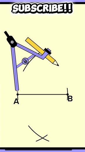 Constructing a perpendicular bisector, 90’,dividing a straight line #shorts #math #maths #education