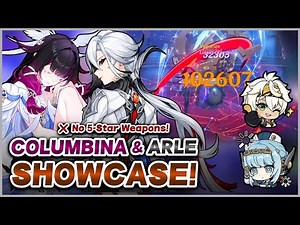 Columbina Overvape Team Showcase | Arlecchino | 4★ Weapons Only | Genshin Impact