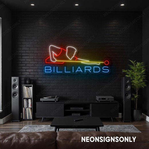 Billiards LED Neon Sign, Billiards Wall Light Billiard Player Cue Stick Neon Decor, Billiards Pool Player Light Line Art Pool Hall Led Decor - Etsy
