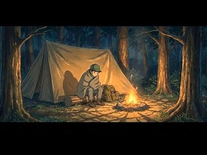 Solo Camping in a Cozy Anime Forest 🌿 | Rain, Fire & Peace