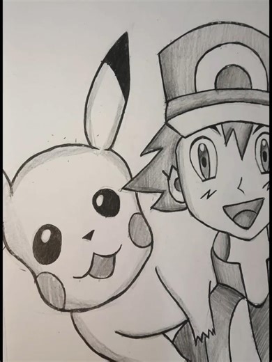 how to draw ash and pikachu 🎨Art with Practice