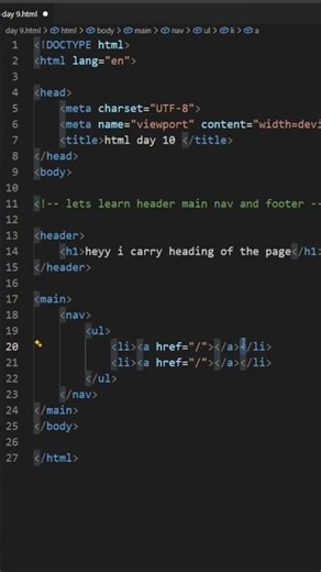 html day 10 header to footer tags !!!
