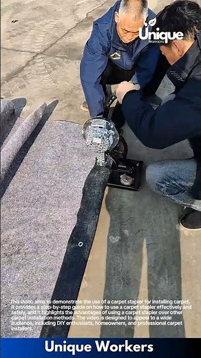 Carpet stapler in action: installing carpet with a pneumatic stapler
