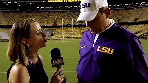 Catch up with LSU Head Coach Les Miles after the Tigers beat Jacksonville State 34-13 on Saturday night. Up next for the Tigers is Mississippi State at home this weekend. | Les Miles