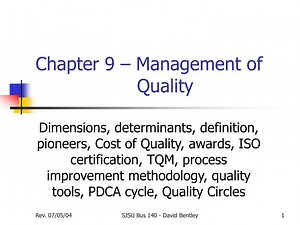Chapter 9 – Management of Quality - SlideServe