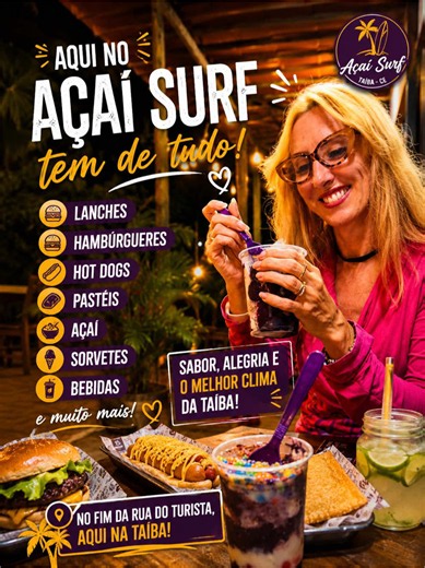 Açaí Surf Taíba: hambúrguer, açaí e lanches na Rua do Turista