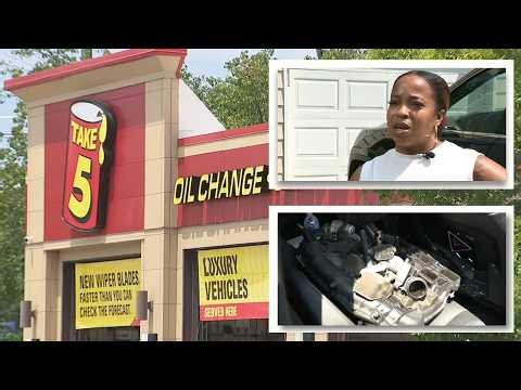 Woman says Take 5 oil change business left her engine in the backseat