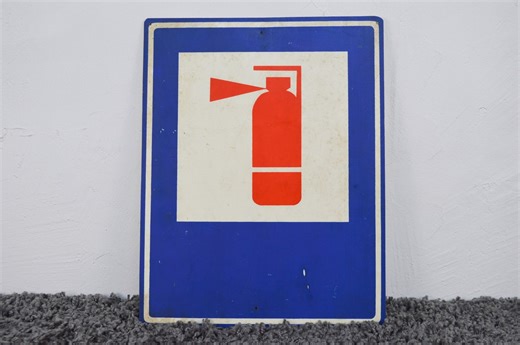 Vintage Road Sign Fire Extinguisher | Blue White and Red Plastic Retro Wall Decor Hanging - Etsy Canada