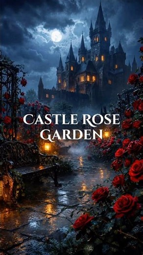 Moonlit Gothic Castle Rose Garden 🌹 Dark Fantasy Ambience | Stormy Night Castle