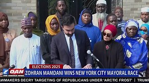 The results are in for New York City's mayoral election. Democrat socialist Zohran Mamdani beat out independent candidate Andrew Cuomo and Republican Curtis Sliwa tonight. Mamdani won with 50% of the vote, while Cuomo and Sliwa received 41% and 7%. Subscribe to OAN LIVE for more updates https://live.oann.com/home.ktv?utm_source=socials&utm_medium=social media&utm_campaign=FB | One America News Network