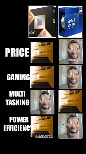 AMD vs Intel 💀#AMDvsIntel #PCMasterRace #GamingMemes #Ryzen9 #IntelCore