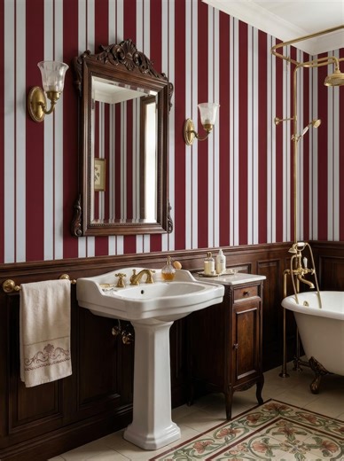 Burgundy and Baby Blue Pinstripe Wallpaper — Peel and Stick Elegant Stripe Mural - Classic Moody Bar Wallpaper - Bold Statement Wall Decor - Etsy UK